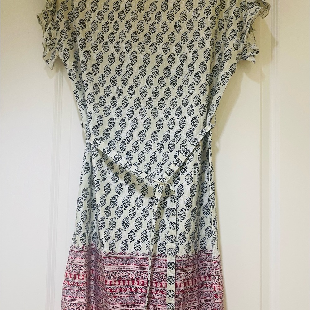 Beach lunch lounge Cream and Black Patterned Dress XS